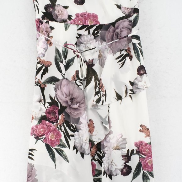 City Chic Maxi Dress Womens Plus White Cod-Shoulder Floral Print High-Low 14W - Picture 5 of 9